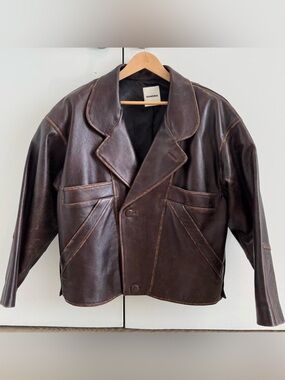 Sandro Clem Oversized Leather Jacket
